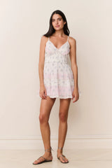 Krista Mixed Print Cotton Mini Dress ~ Lilac Vanilla