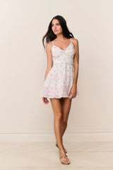 Krista Mixed Print Cotton Mini Dress ~ Lilac Vanilla