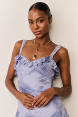 Lavine Hand-Dyed Cotton Mini Dress ~ Indigo Ice