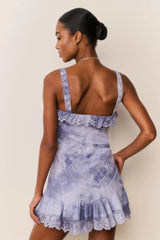 Lavine Hand-Dyed Cotton Mini Dress ~ Indigo Ice