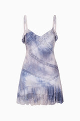 Lavine Hand-Dyed Cotton Mini Dress ~ Indigo Ice