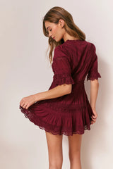 Lilias Cotton Mini Dress ~ Spiced Berry