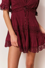 Lilias Cotton Mini Dress ~ Spiced Berry
