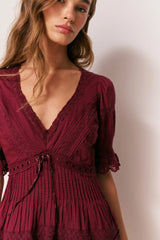 Lilias Cotton Mini Dress ~ Spiced Berry
