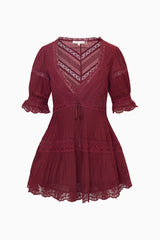 Lilias Cotton Mini Dress ~ Spiced Berry