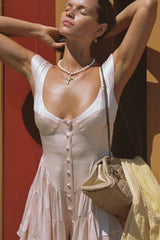 The Elisabeth Romper Dress - Cream Satin