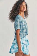 Ruffle Mini Skirt ~ Pacific Indigo Hand Dye