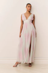 Madeleine Pastel Tie-Dye Chiffon Maxi Dress ~ Misty Iris