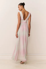 Madeleine Pastel Tie-Dye Chiffon Maxi Dress ~ Misty Iris