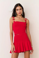 Meryl Rib Pointelle Mini Skirt ~ Candy Apple