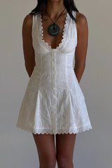 X BELLA HADID Farm Eyelet Mini Dress ~ Salt Air Eyelet