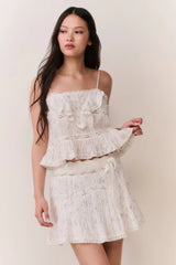 Ondeline Floral Embroidered Cotton Top ~ Sunbleached Meadow