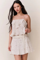 Ondeline Floral Embroidered Cotton Top ~ Sunbleached Meadow