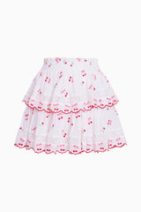 Ruffle Mini Cherry Skirt ~ Optic White