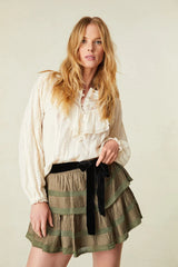 Ruffle Mini Skirt ~ Forest Oak