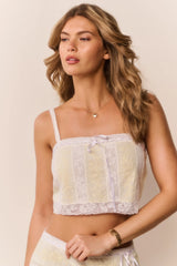 Quince Cotton Victorian Crop Top ~ Lemon Icing