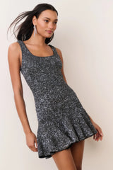 Sarajane Sequin Stretch Knit Mini Dress ~ Black