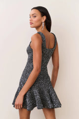 Sarajane Sequin Stretch Knit Mini Dress ~ Black