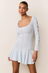 Seychelle Ribbed Pointelle Mini Dress ~ Icicle Blue
