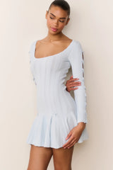 Seychelle Ribbed Pointelle Mini Dress ~ Icicle Blue