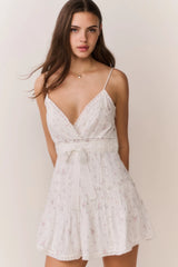 Sibelle Floral Embroidered Cotton Mini Dress ~ Sunbleached Meadow