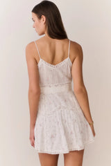 Sibelle Floral Embroidered Cotton Mini Dress ~ Sunbleached Meadow