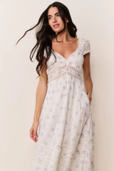 Suvi Floral Cotton Midi Dress ~ Arctic Vanilla