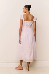 Suvi Pink Cotton Midi Dress ~ Orchid Ice