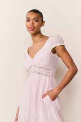 Suvi Pink Cotton Midi Dress ~ Orchid Ice