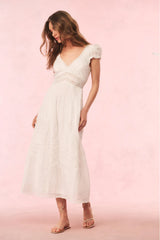 Suvi Cotton Midi Dress ~ White