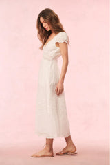 Suvi Cotton Midi Dress ~ White