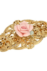 Porcelain Rose Filigree Hair Barrette