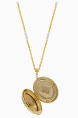 Oval Flower & Faux Pearl Two Picture Locket