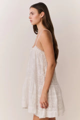 Vionett Cotton Victorian Mini Dress ~ White