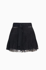 Willia Silk Lace-Detailed Mini Skirt ~ Black