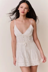 Zirelle Cotton Victorian Mini Dress ~ White