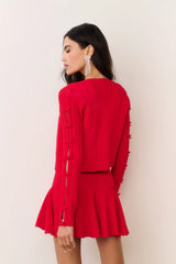 Meryl Rib Pointelle Mini Skirt ~ Candy Apple