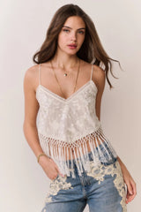 Annemarie Fringe Crop Top ~ Ivory - Shake Your Bon Bon