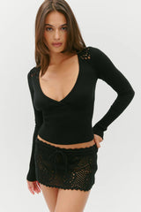 Arlo Crochet Mini Skirt ~ Black - Shake Your Bon Bon