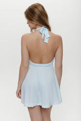 Audrey Satin Mini Dress ~ Sweet Pea Blue - Shake Your Bon Bon