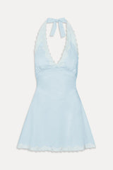 Audrey Satin Mini Dress ~ Sweet Pea Blue - Shake Your Bon Bon