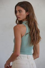 Barely There Ribbed Turtleneck Knit Tank - Shake Your Bon Bon