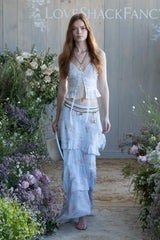 Avra Floral Cotton Peplum Cami ~ Chapparal Blue