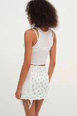 Budding Blossom Garter Skirt ~ White - Shake Your Bon Bon