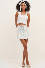 Budding Blossom Garter Skirt ~ White - Shake Your Bon Bon