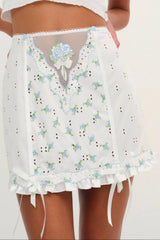 Budding Blossom Garter Skirt ~ White - Shake Your Bon Bon