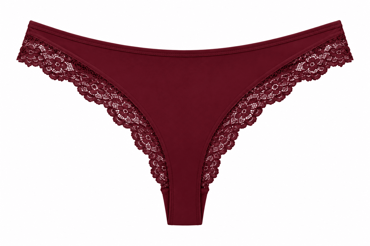 Butter Me Up Lace Thong - Bordeaux - Shake Your Bon Bon