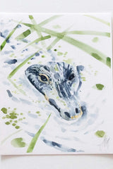 Alligator in the Reeds 5" x 7" Lyla Clayre Print