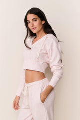 Arienne Cropped Bow Print Hoodie ~ Chantilly