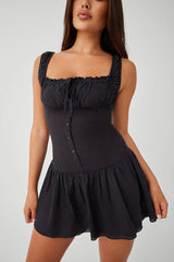 Christa Ruffle Mini Dress ~ Black - Shake Your Bon Bon